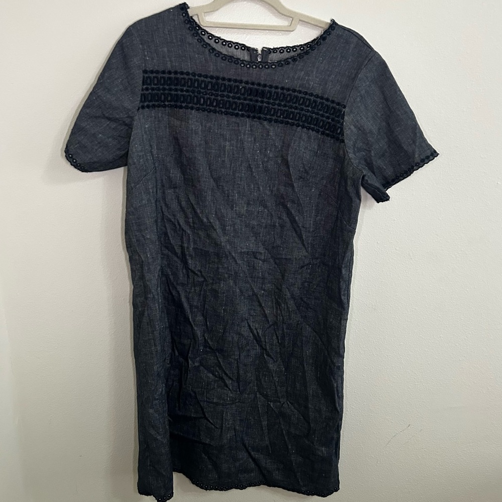 Ann Taylor Linen blend embroidered detailing shift dress - Picture 4 of 7